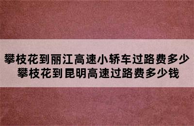 攀枝花到丽江高速小轿车过路费多少 攀枝花到昆明高速过路费多少钱